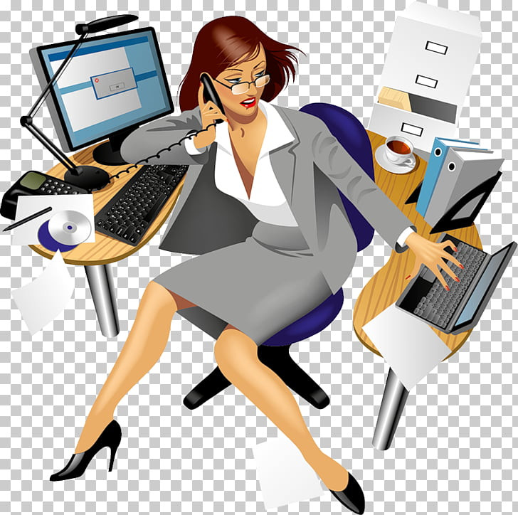 Clip art vector graphics secretary cartoon image busy cartoon