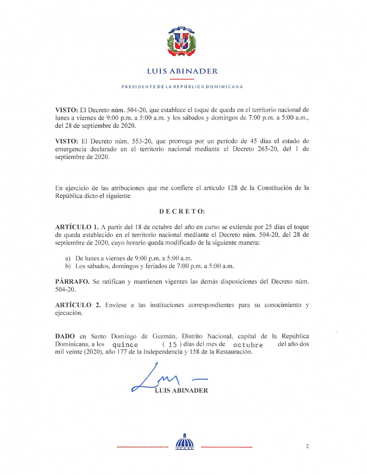 Decreto 554 20 Extensiu00f3n del toque de queda feriados page 0002